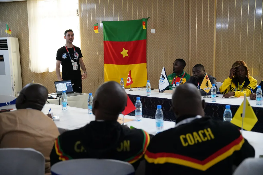 Coaches of a national federation attending a Football Skating coaching course