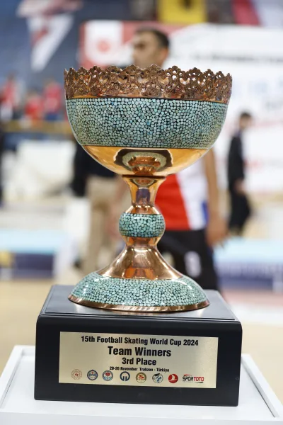 Award and trophy presentations at a Football Skating World Cup ceremony (photograph 1 of 12)