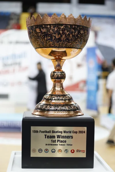 Award and trophy presentations at a Football Skating World Cup ceremony (photograph 2 of 12)