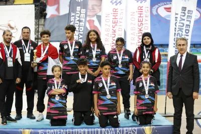Award and trophy presentations at a Football Skating World Cup ceremony (photograph 11 of 24)
