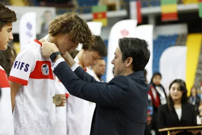 Award and trophy presentations at a Football Skating World Cup ceremony (photograph 13 of 24)