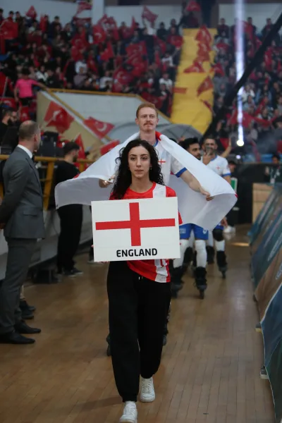 The opening ceremony of the Football Skating World Cup 2024, including the parade of nations (photograph 10 of 30)