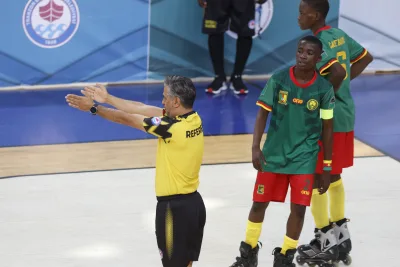 FIFS international referees officiating and preparing for Football Skating matches (photograph 15 of 19)