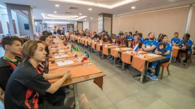 Participants at an international Football Skating coaching and refereeing seminar (photograph 10 of 18)