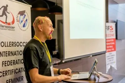 Participants at an international Football Skating coaching and refereeing seminar (photograph 11 of 18)