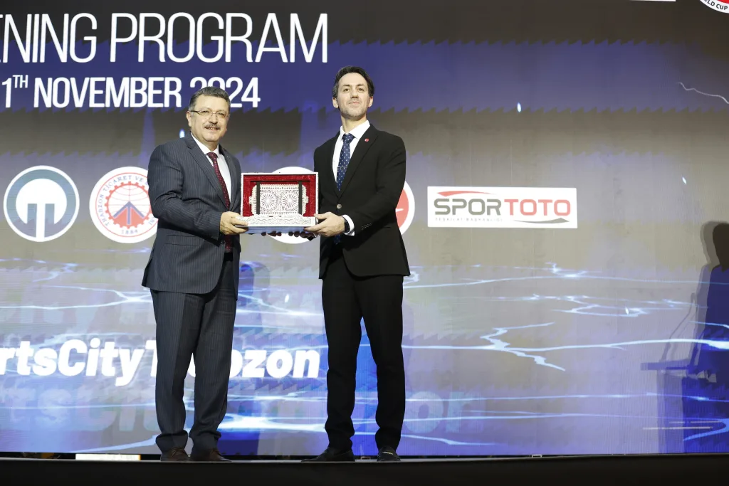 Official recognition exchanged on stage at the opening programme of the Football Skating World Cup 2024